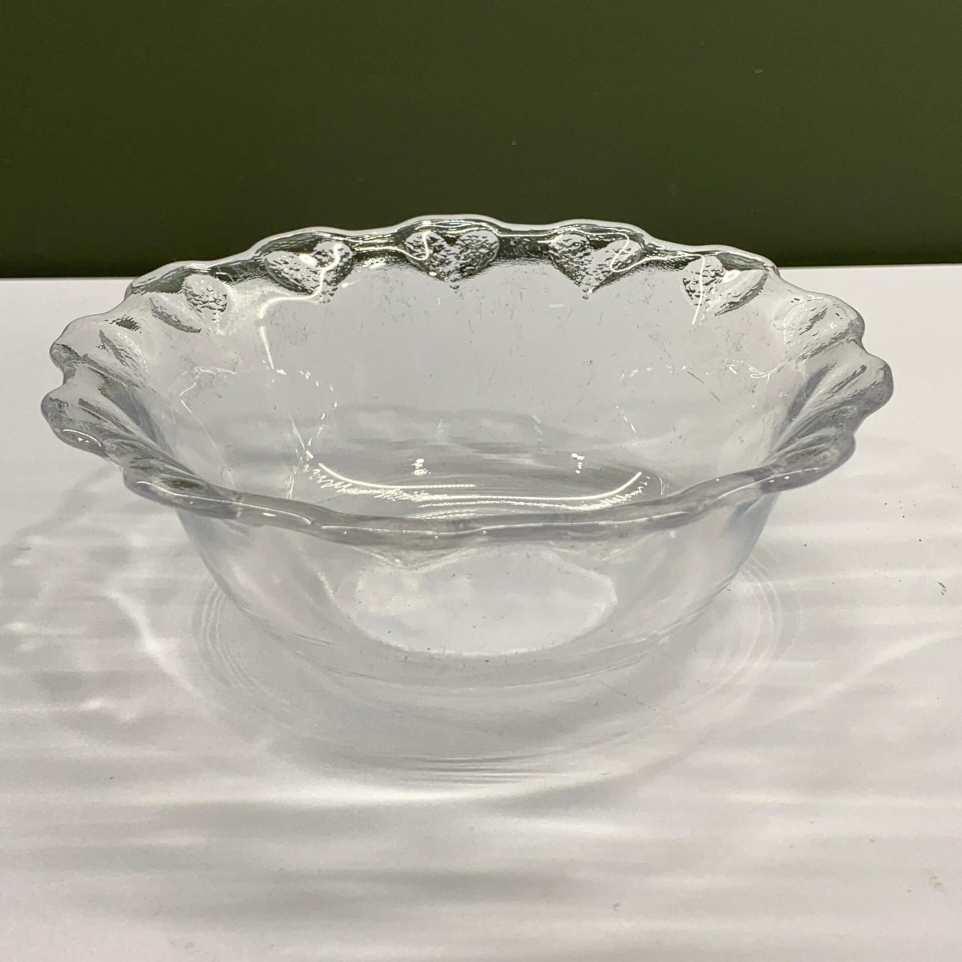 Glasskål Hjärtan Glas 14,5cm Vintage