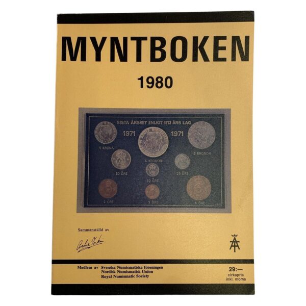 Myntboken 1980 Bok Numismatik Svenska Mynt Sedlar Katalog Samlarbok Vintage