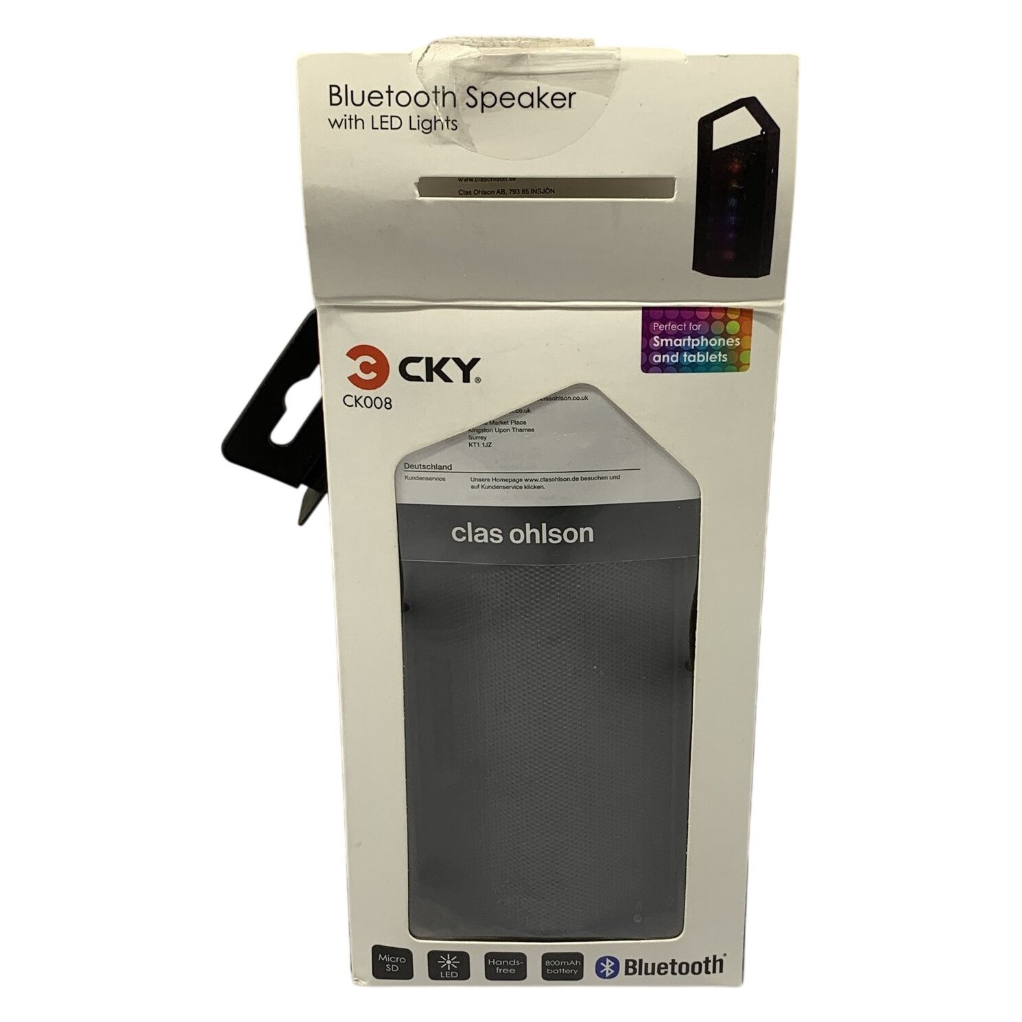 CKY CK008 Bluetooth Högtalare LED Svart 800mAh Clas Ohlson Trådlös Speaker
