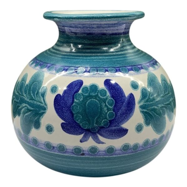 Porta Celi Spain Studio Pottery Pintado A Mano Vas Handmålad Blå Turkos Keramik