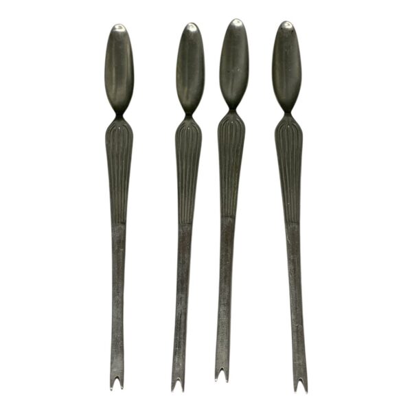 Ostron Gafflar 4 st Rostfritt Stål Retro Design Silverfärgade Skaldjursbestick