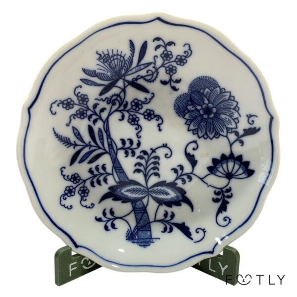 Underglaze T China Import Assiett Blå Vitt Porslin Blommor Fat Vintage