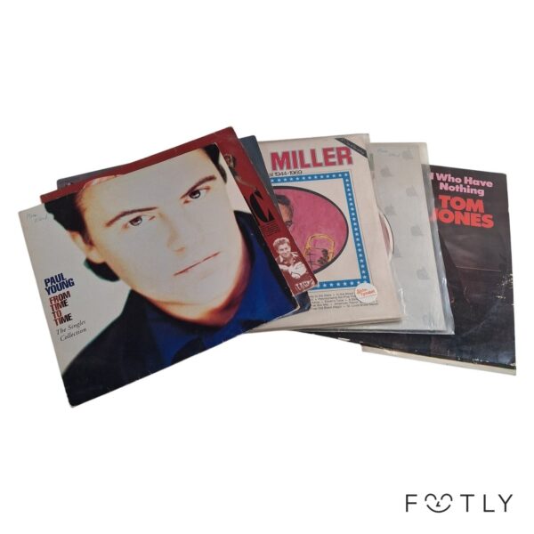 Parti 6 st Vinylskivor LP EP Paul Young Tom Jones Glenn Absolute Vinyl Skivor