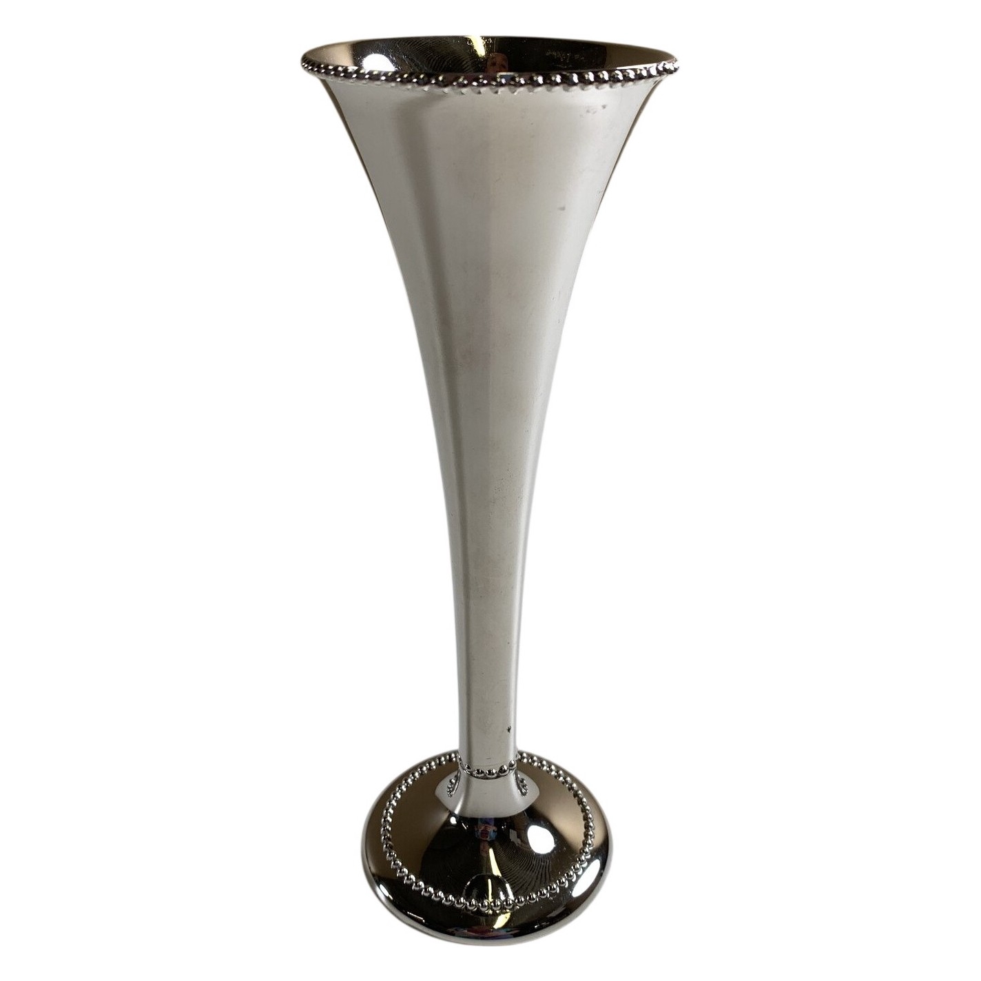 Vas Metall Silverfärgad Dekor Kronerts Guld Elegant Smal Blomstervas