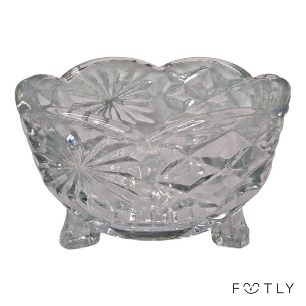 Glasskål Pressglas Fotad Skål Vintage Stjärnmönster Klar Skål Dessertskål