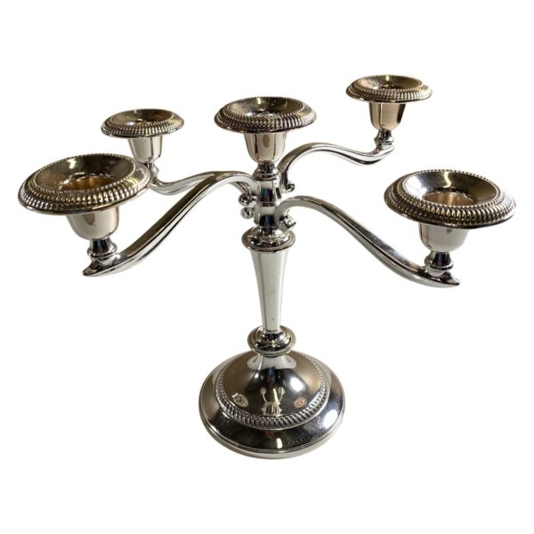 Ljusstake Femarmad Silverfärgad Metall Klassisk Design
