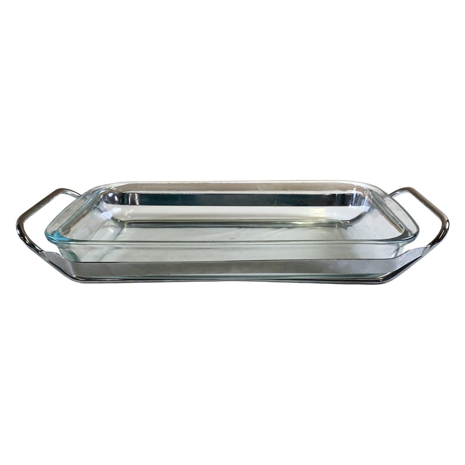 Marinex Ugnsform Glas Rektangulär Med Metallställ Transparent
