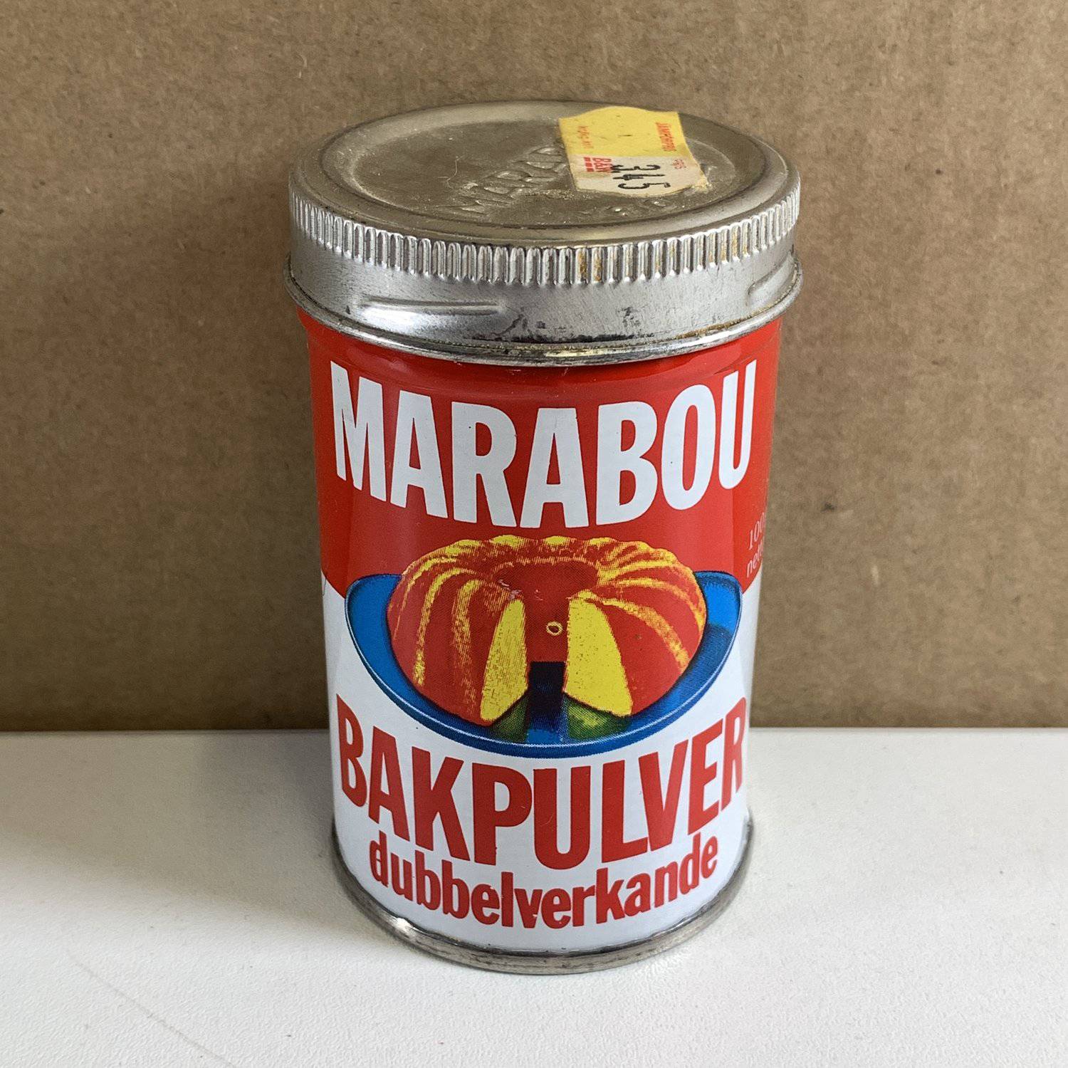 Marabou Bakpulver Dubbleverkande Plåtburk Retro Röd Vit