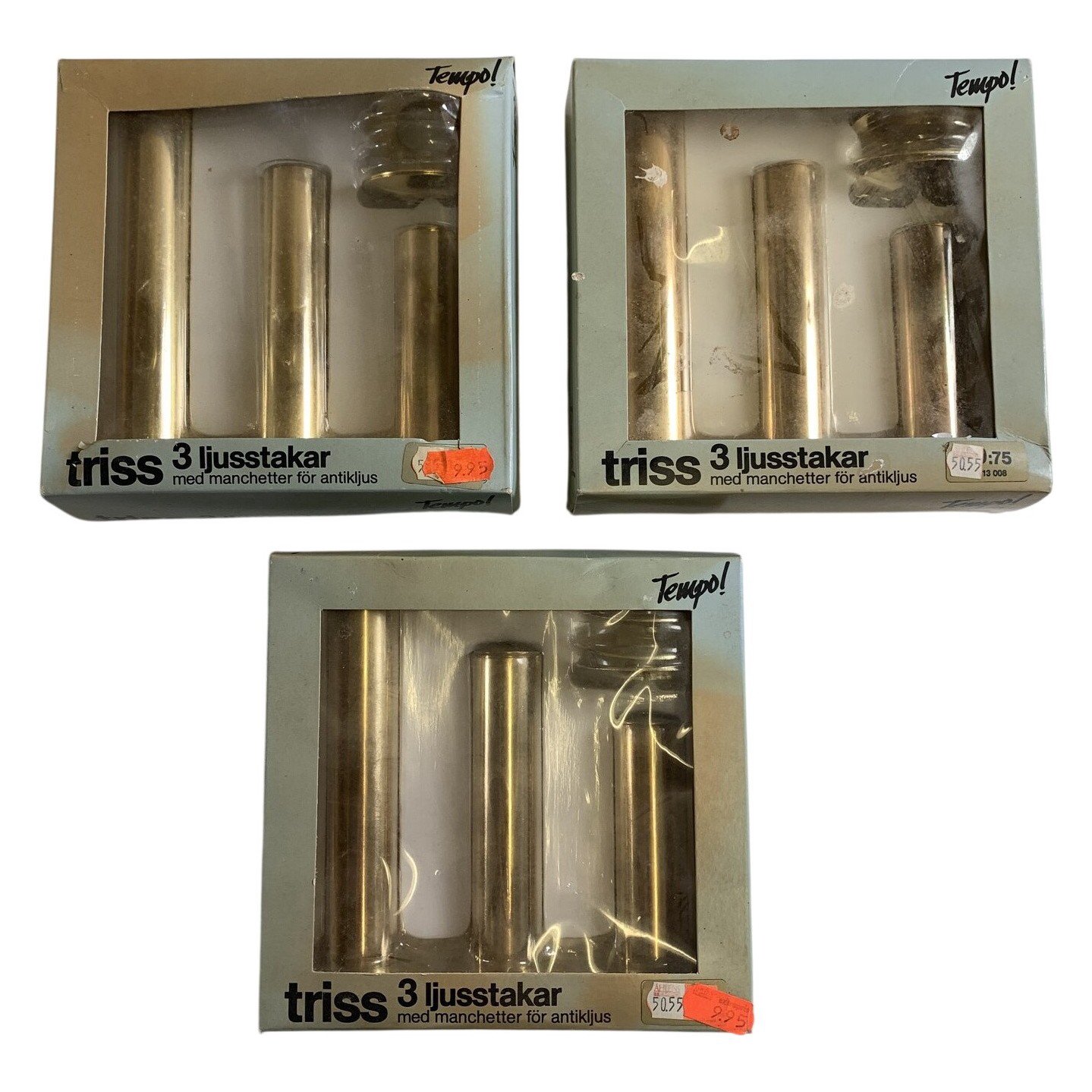 Triss Ljusstakar 3 st 3-pack Mässing Antikljus Manchetter Guld Retro