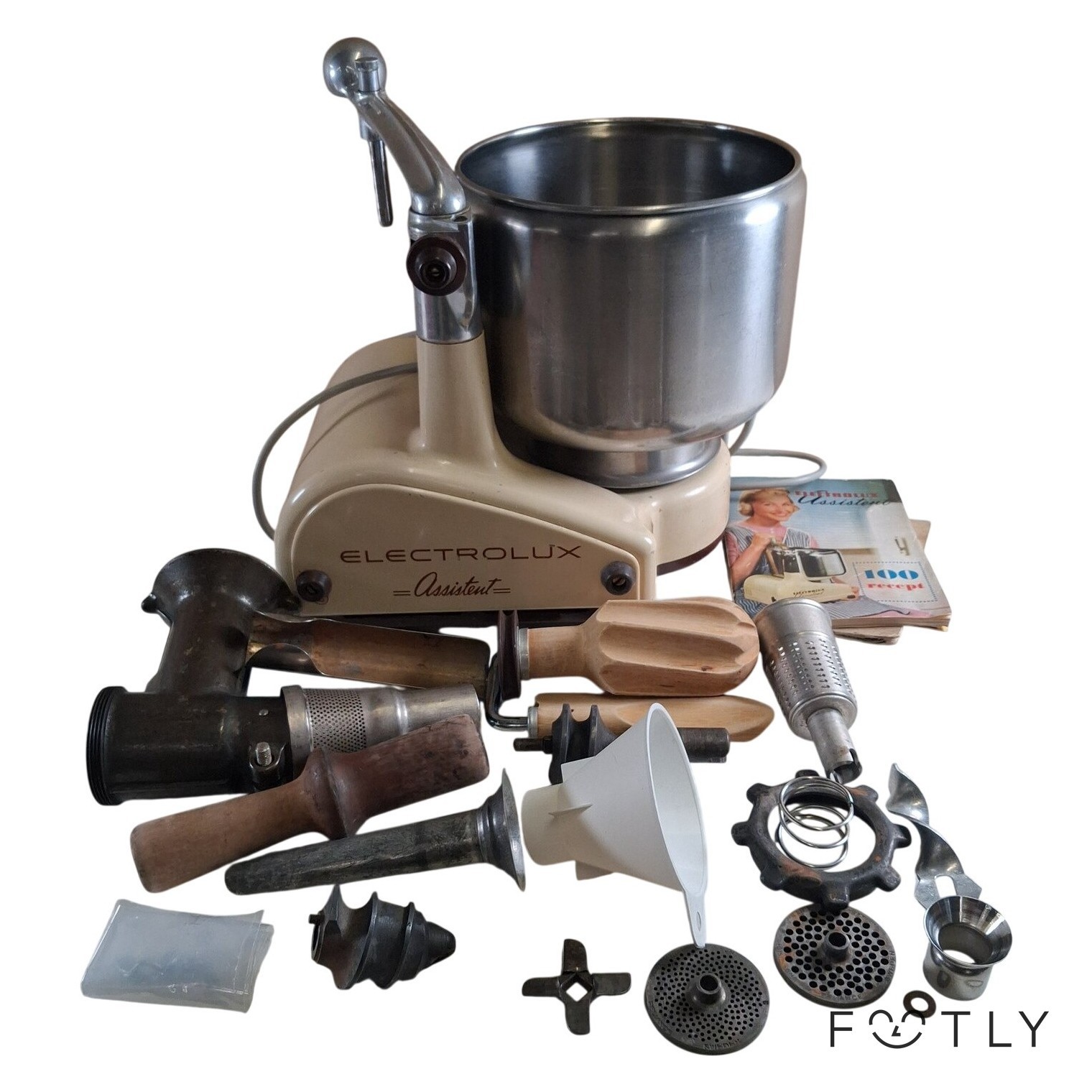 Electrolux Assistent Köksmaskin Vintage Tillbehör Manual Receptbok Beige Metall
