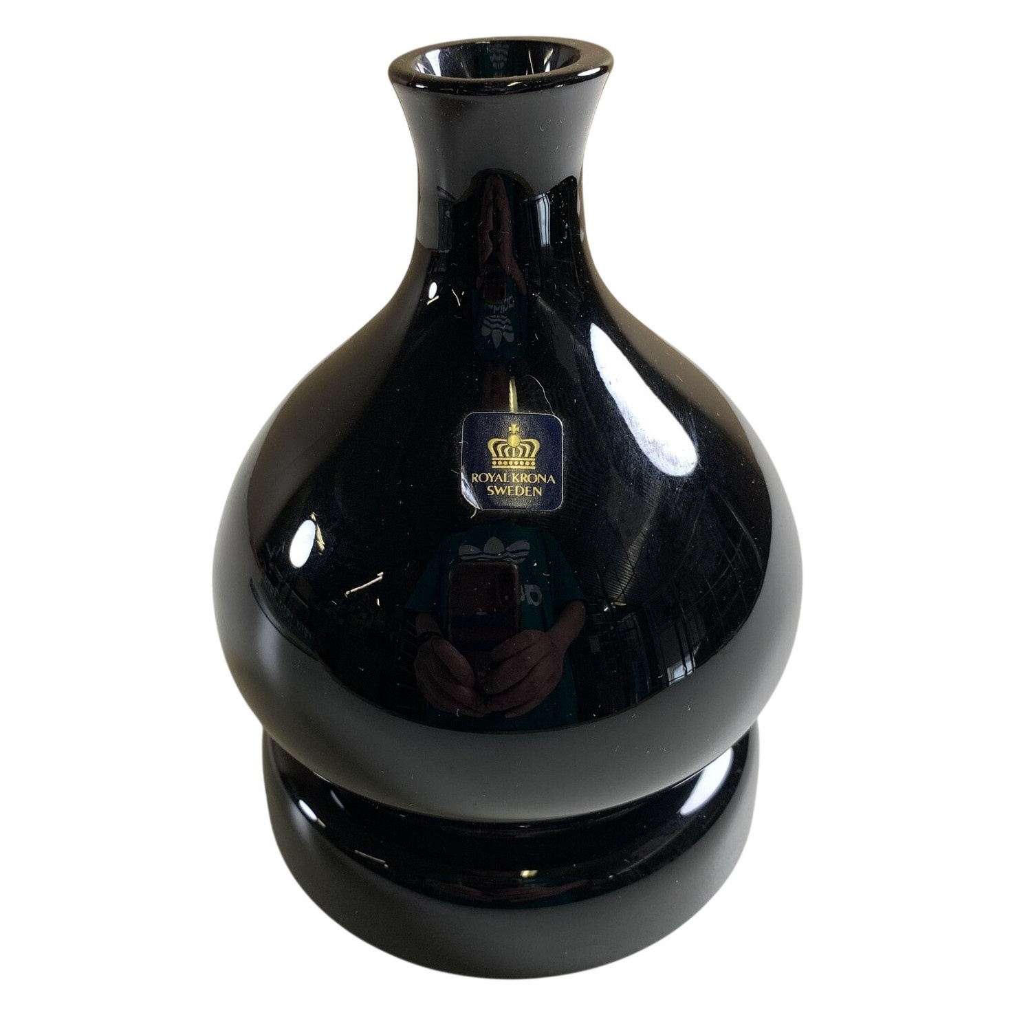 Royal Krona Vas Glas Svart Sverige Retro Inredning Design
