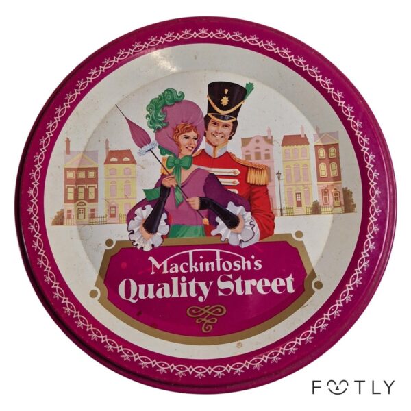 Mackintosh's Quality Street Burk Vintage Plåt Rund Rosa Plåtask Engelsk Godis