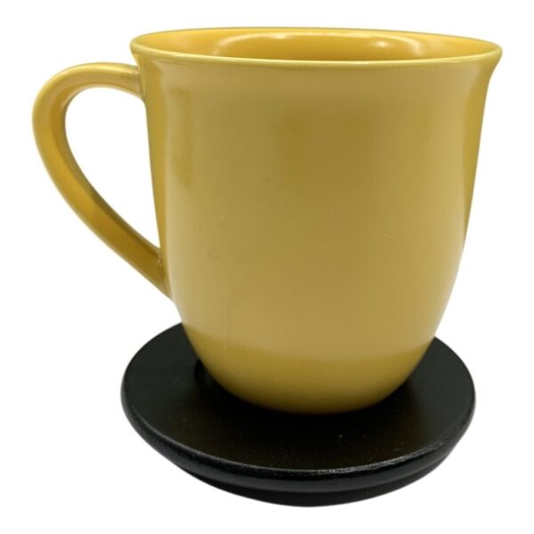 Höganäs Keramik Mugg Stengods Gul Med Svart Underlägg Kopp Design