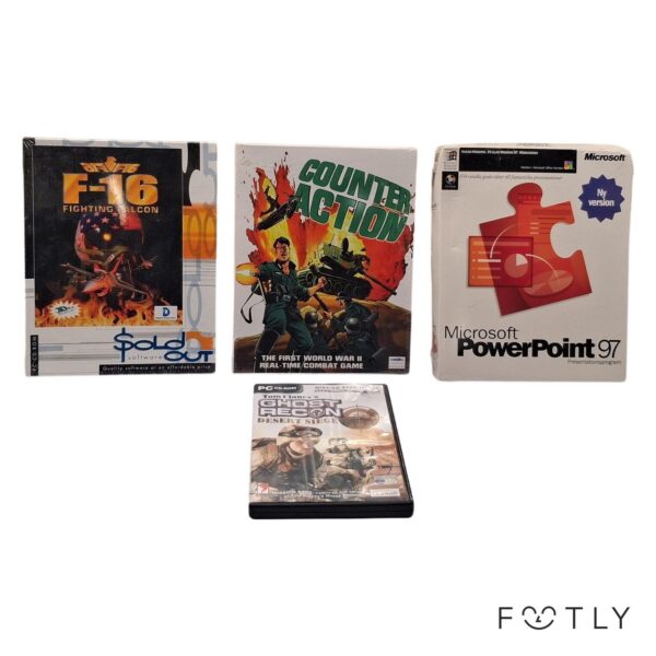 Parti 4 st PC Spel Microsoft PowerPoint 97 F-16 Counter Action Ghost Recon
