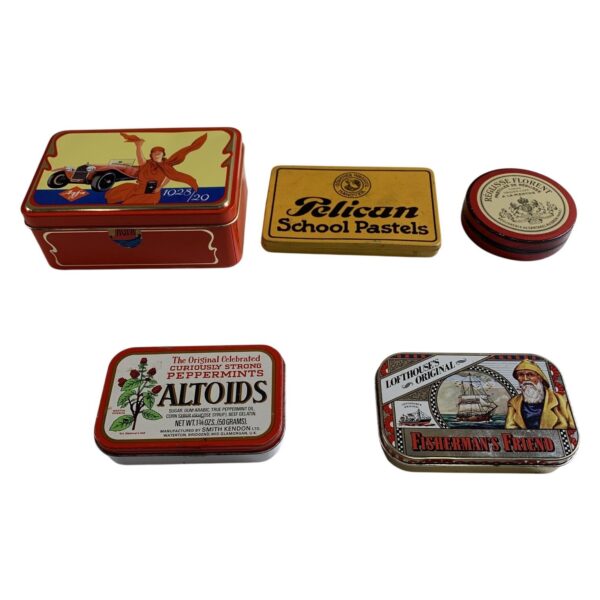 Parti 5 st Plåtaskar Retro Altoids Fisherman's Friend Pelican Dekor Samlar
