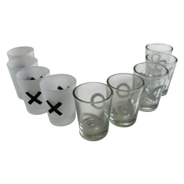 9 st Snapsglas Glas X O Mönster Frostade Klara Retro Fest