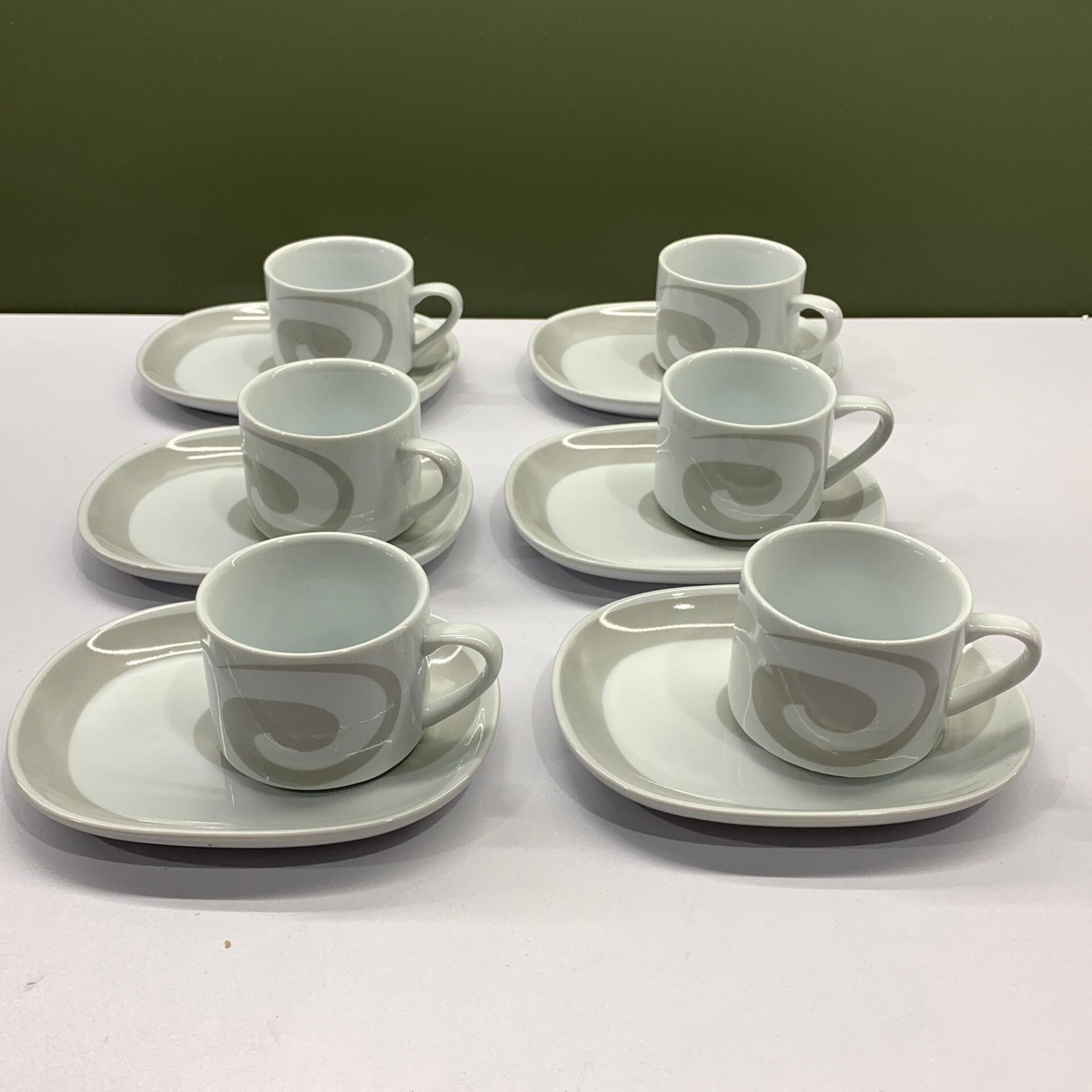 Espressokoppar Små koppar & fat 6 st Vit Mönster Porslin