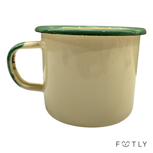 Emaljmugg Vintage Grön Vit Kopp Emalj Made In Poland Retro Köksinredning