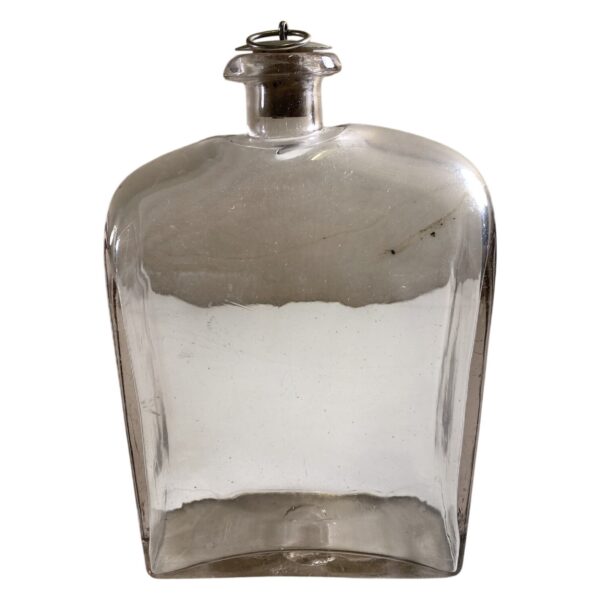 Karaff Munblåst Glas Fyrkantig Transparent Med Propp Vintage Antik