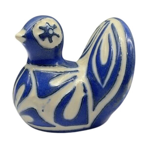 Pablo Zabal Fågel Figur Keramik Chile Signerad Blå Vit Retro Vintage Design