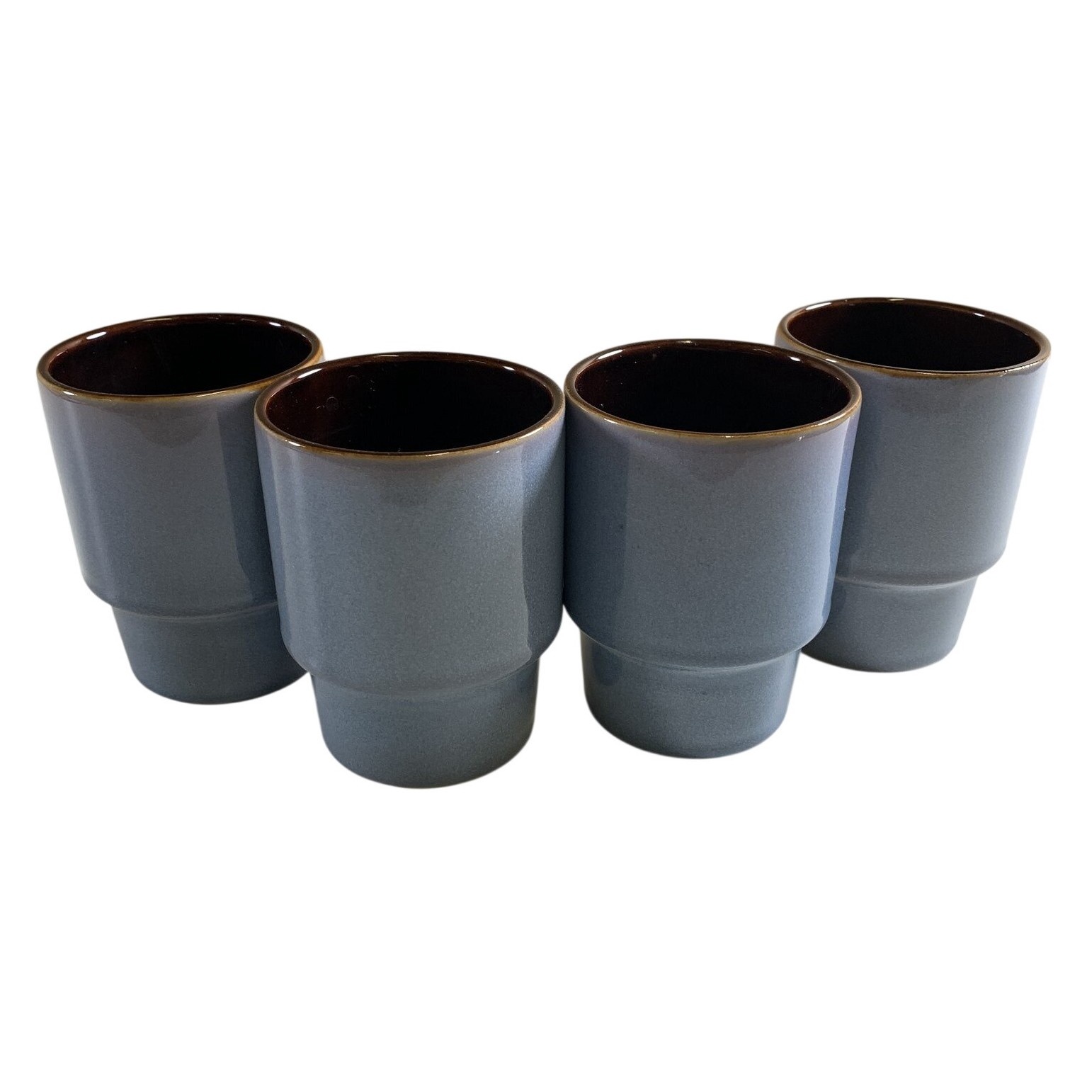 MIO STACK 4 st Muggar Stengods Keramik Blå Brun Rund Modern Inredning Koppar