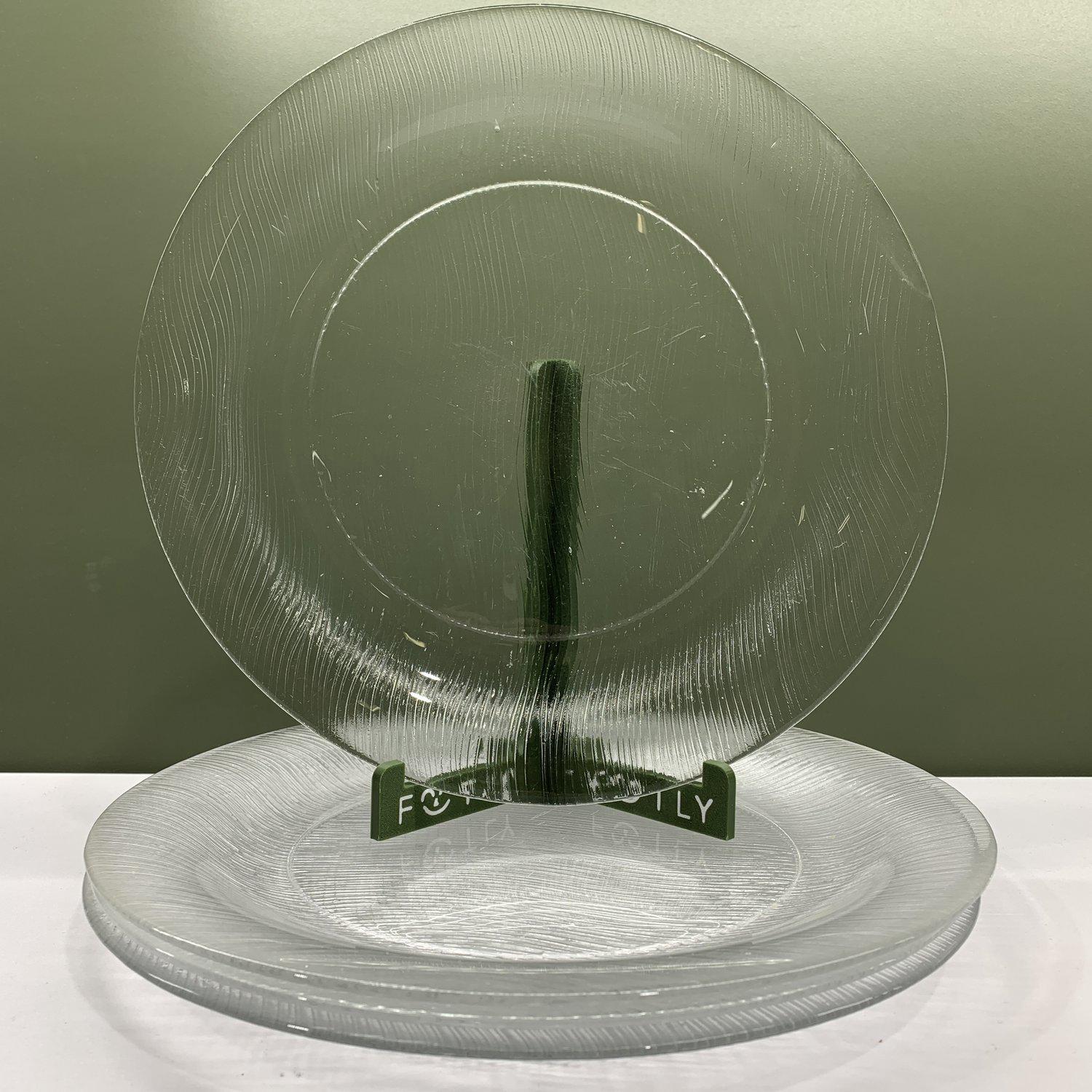 4 st Tallrikar Glas 25 cm Strukturerat Mönster Transparent Glastallrik Servering