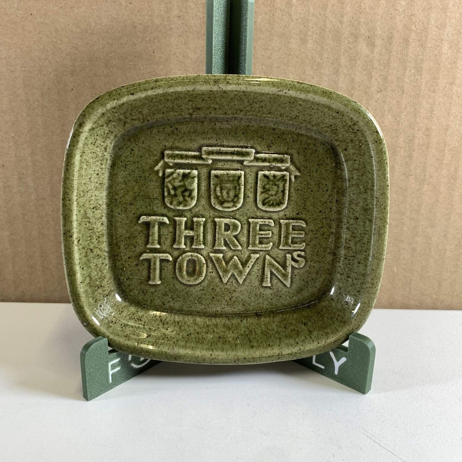 Askfat Keramik Three Towns Grön Sverige Retro