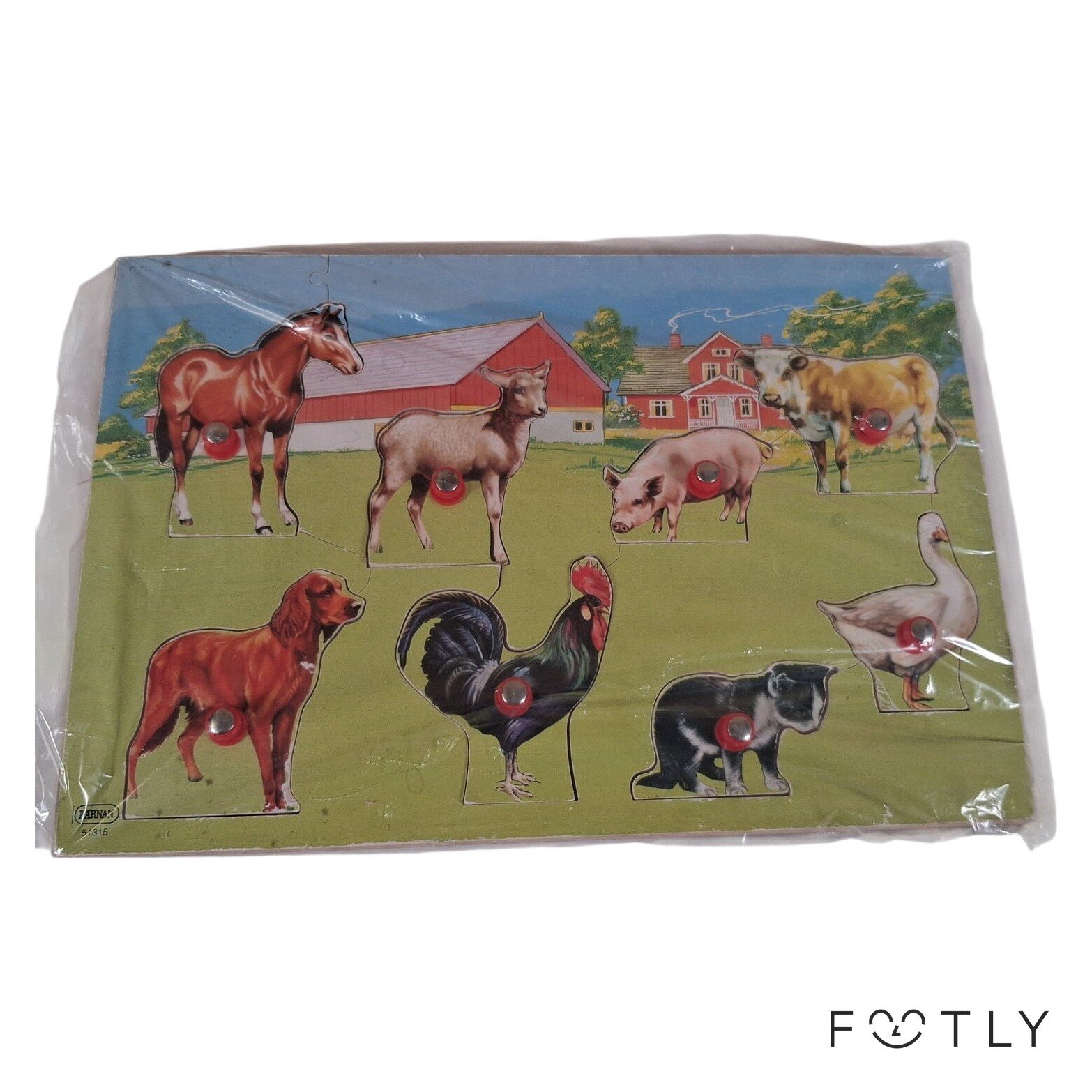 Kärnan 51315 Träpussel Bondgårdsdjur Barn Knoppussel Vintage Gård Djurpussel