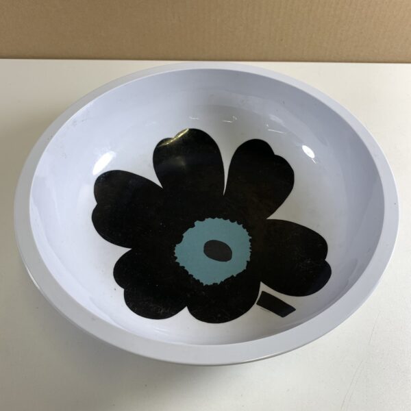 Zak Designs Skål Vit Svart Blommönster Plast Salladsskål Serveringsskål