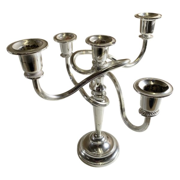 Ljusstake Femarmad Silverfärgad Metall Klassisk Design
