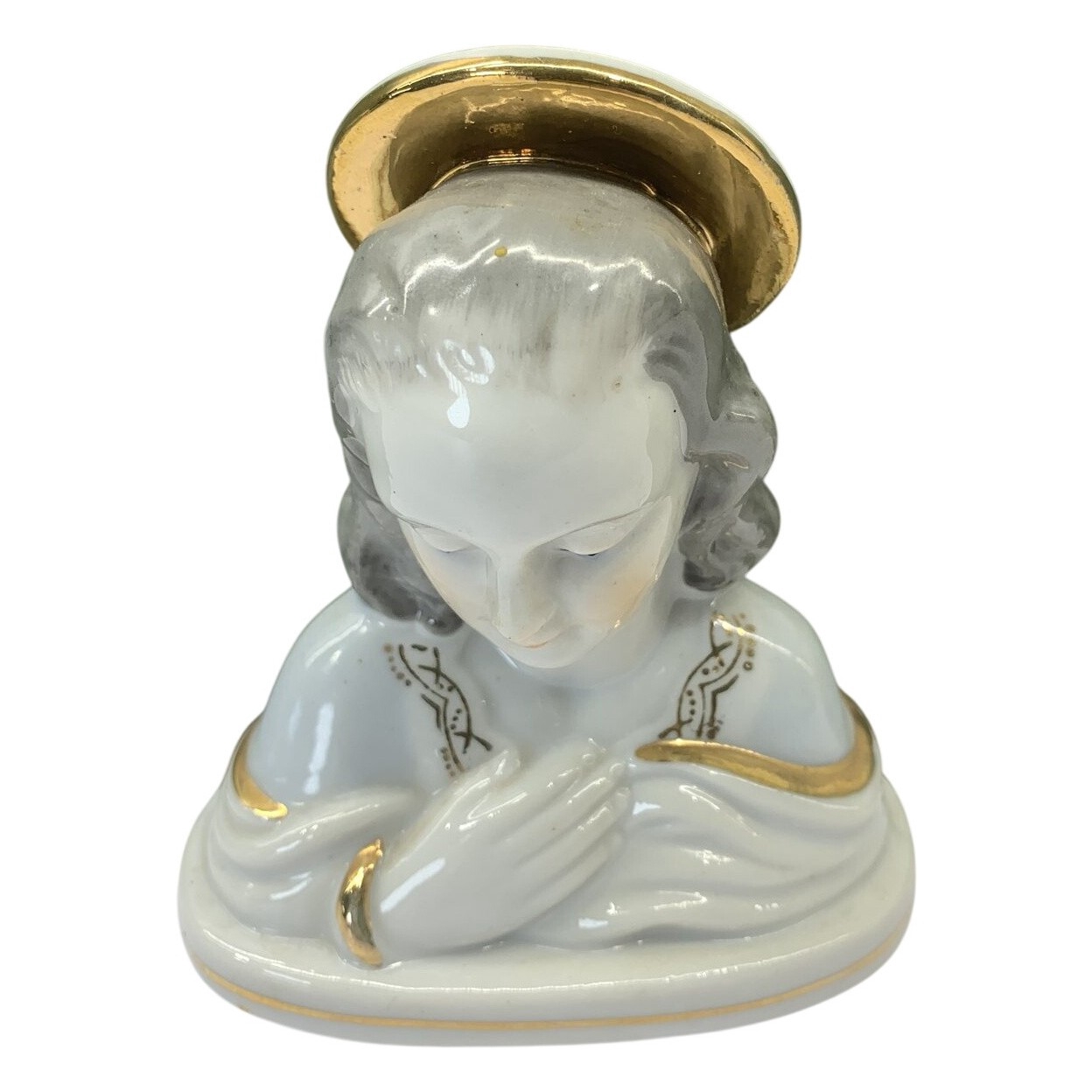 Porlinsfigur Madonna Vit Guld Dekor Import Religiös Inredning