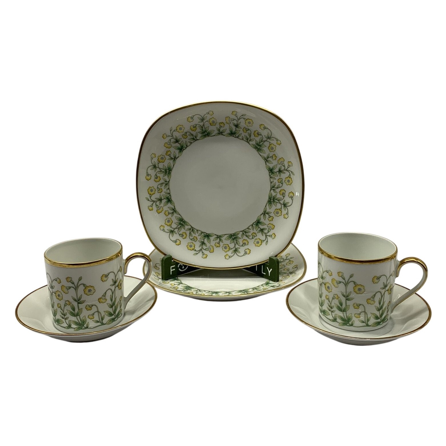 Hutschenreuther Primula Veris 2 Kaffekoppar med Fat & Assiett Porslin Blommor