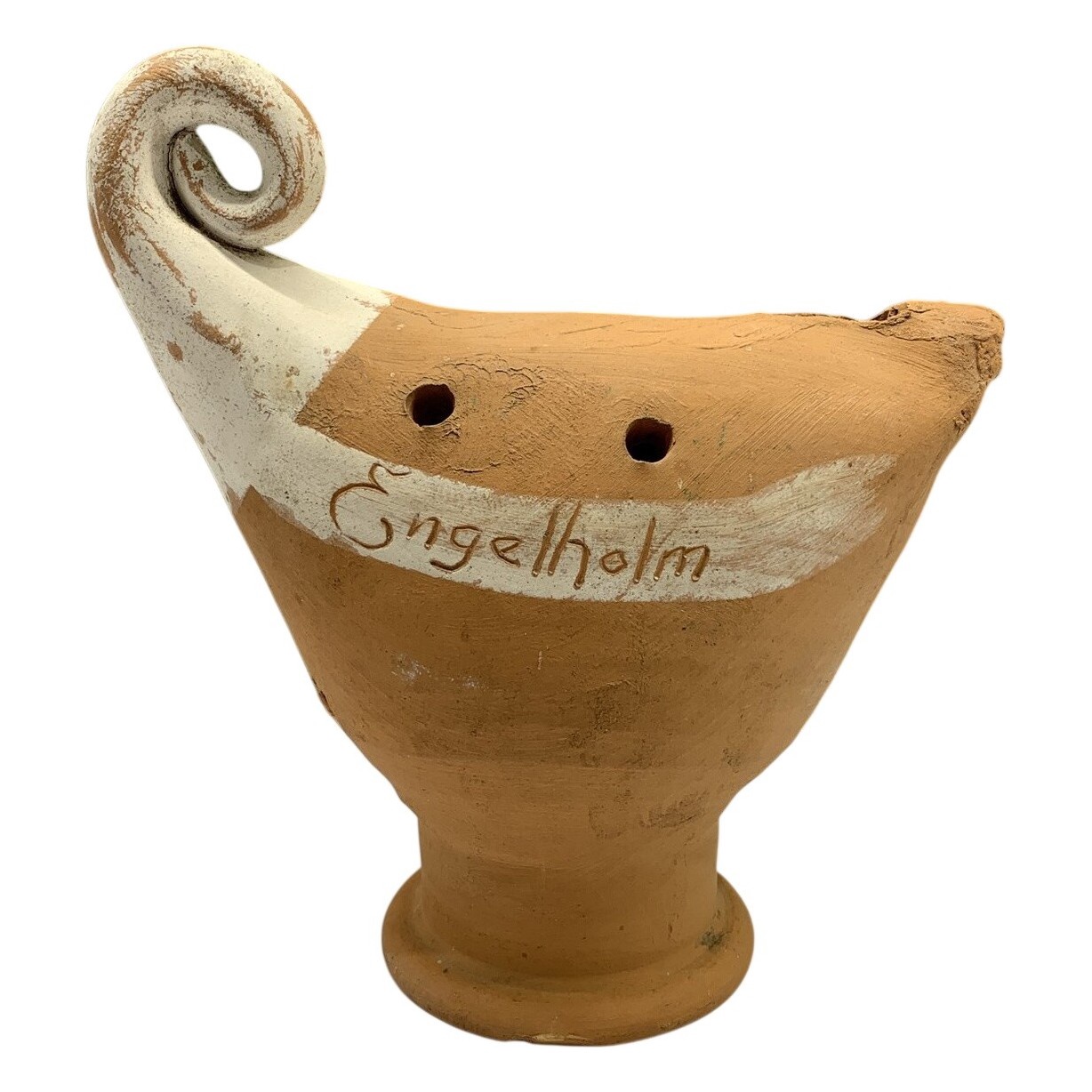 Engelholm Lergök Handdrejad Terrakotta Dekor Skulptural Retro