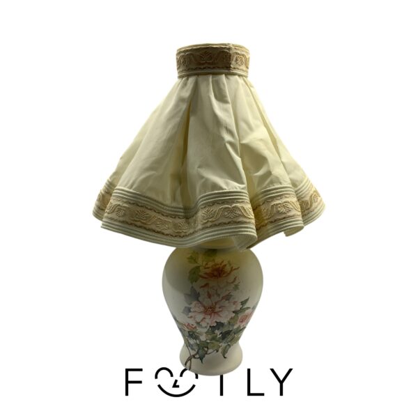 Bordslampa Stor Beige Blommor Lampa Keramik 68cm Vintage