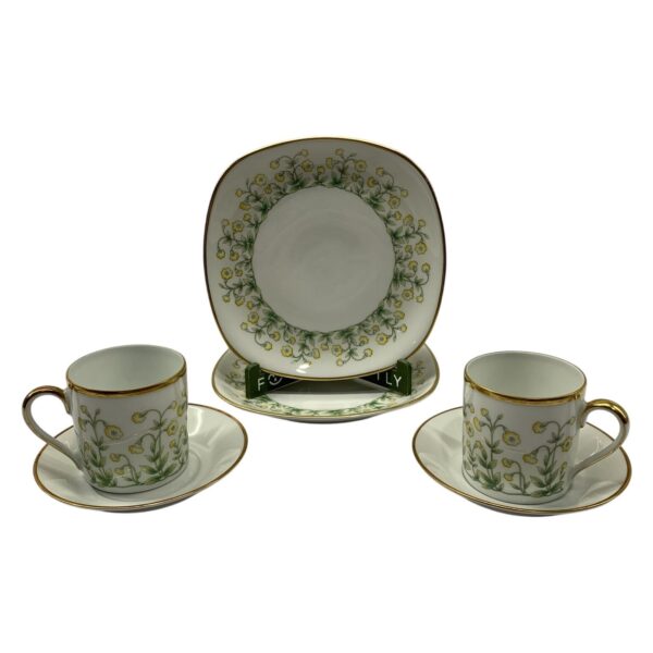 Hutschenreuther Primula Veris 2 Kaffekoppar med Fat & Assiett Porslin Blommor