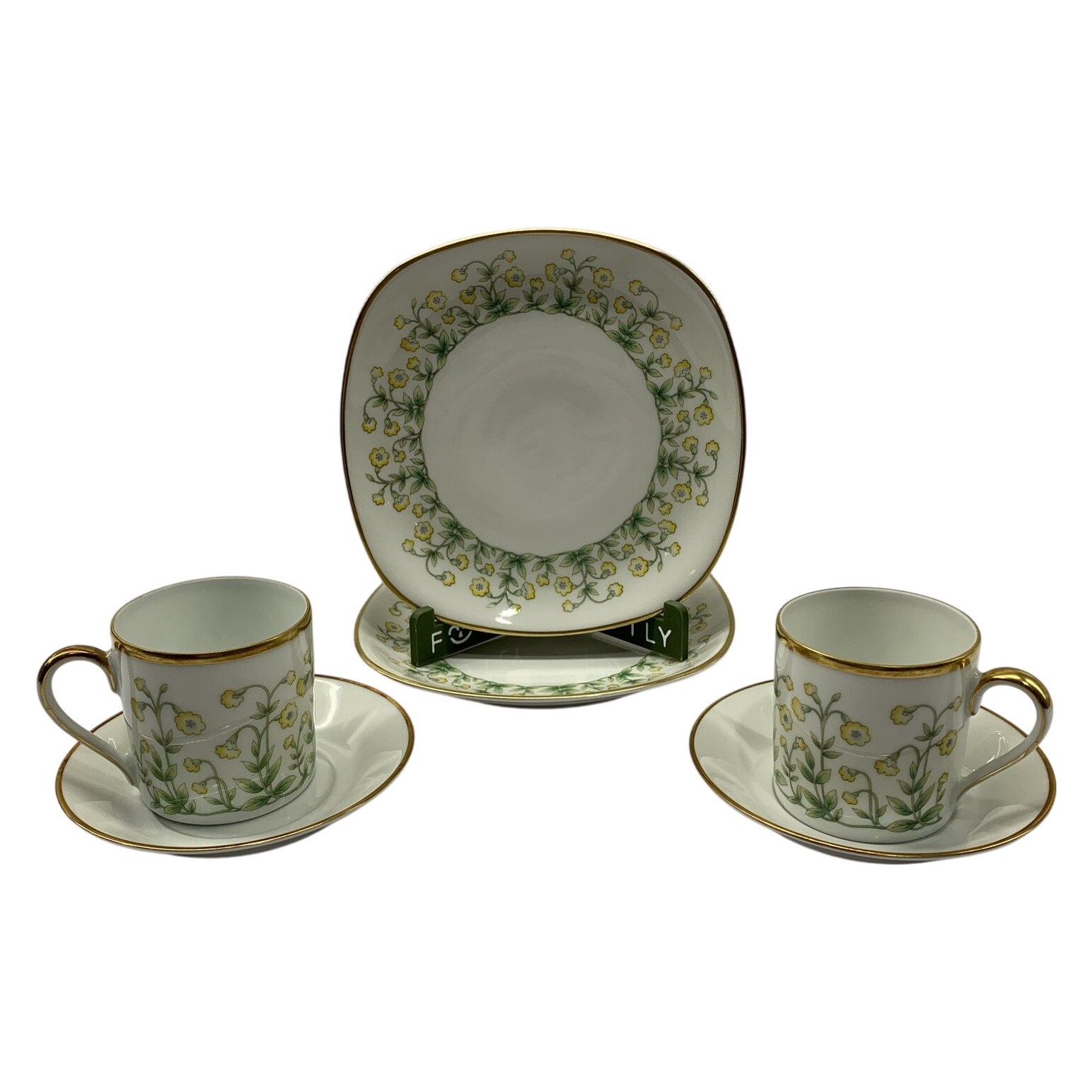 Hutschenreuther Primula Veris 2 Kaffekoppar med Fat & Assiett Porslin Blommor