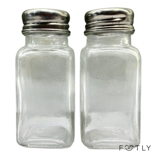 2 st Kryddburkar Glas Metallock Saltkar Pepparkar Transparent Retro Kök