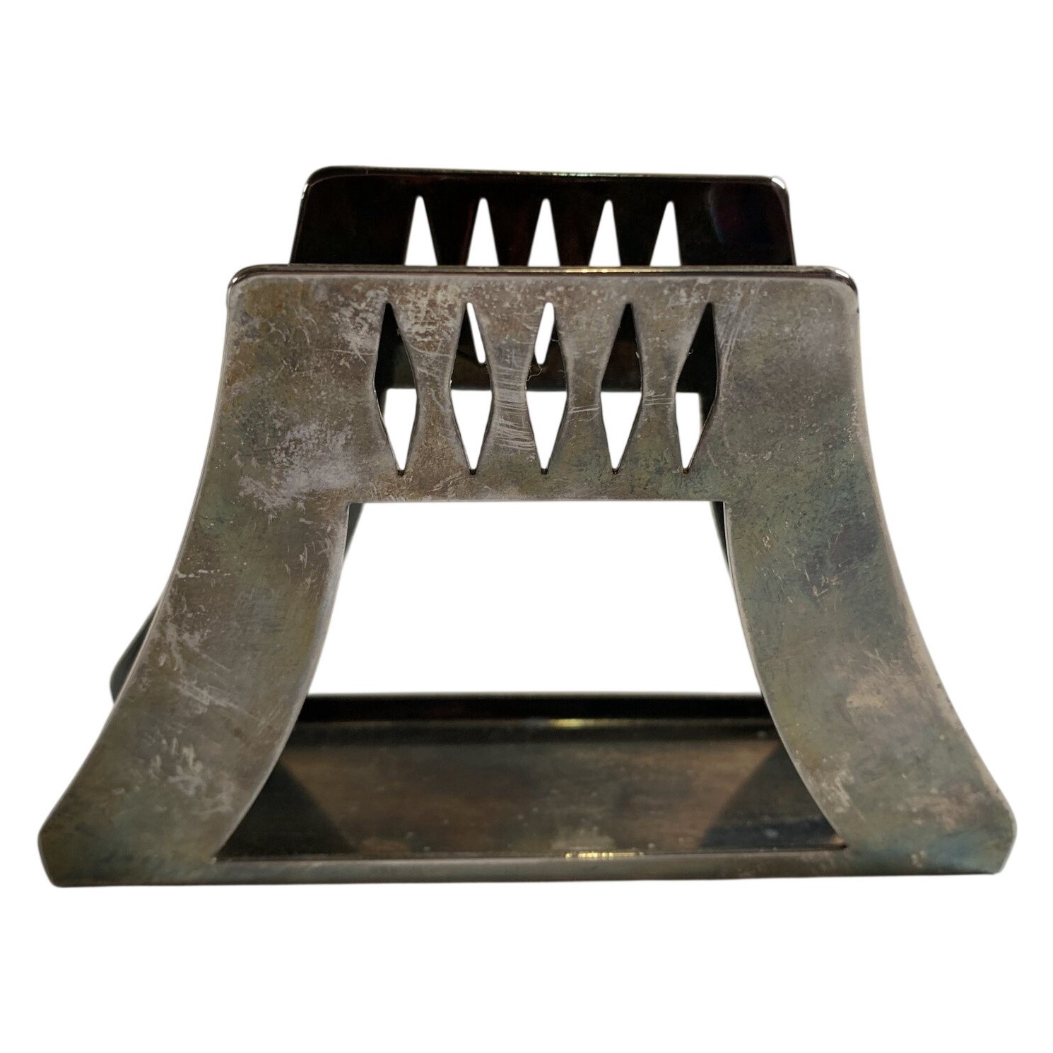 Servetthållare Retro Metall Art Deco Silverfärgad Geometrisk Design