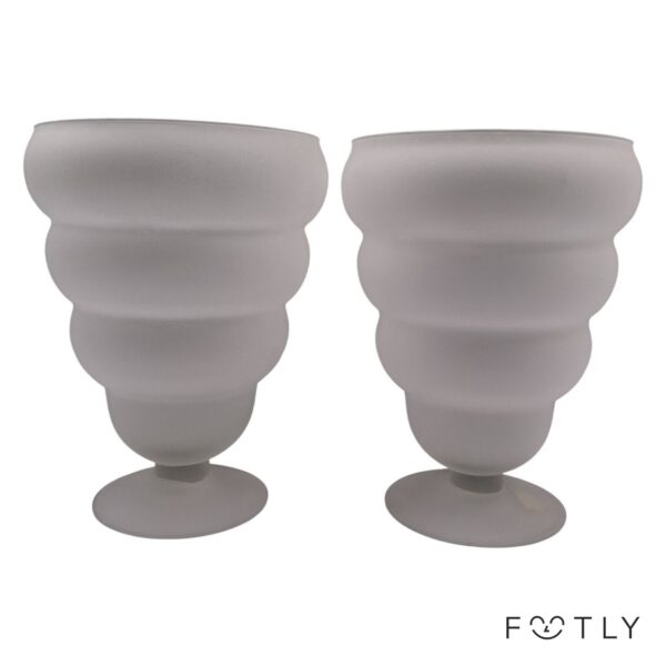 2 st Bägar Vas Glas Frostad Vit Dessertglasformad Skål Fotglas