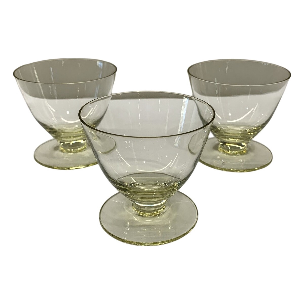 3 st Dessertglas Ljusgul Fot Retro Vintage Glas Skålar