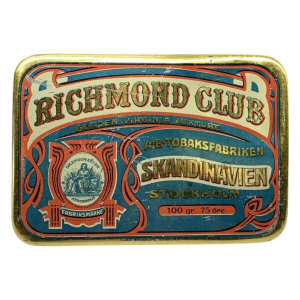 Richmond Club Plåtburk Tobak Retro Skandinavien Stockholm Samlar Vintage