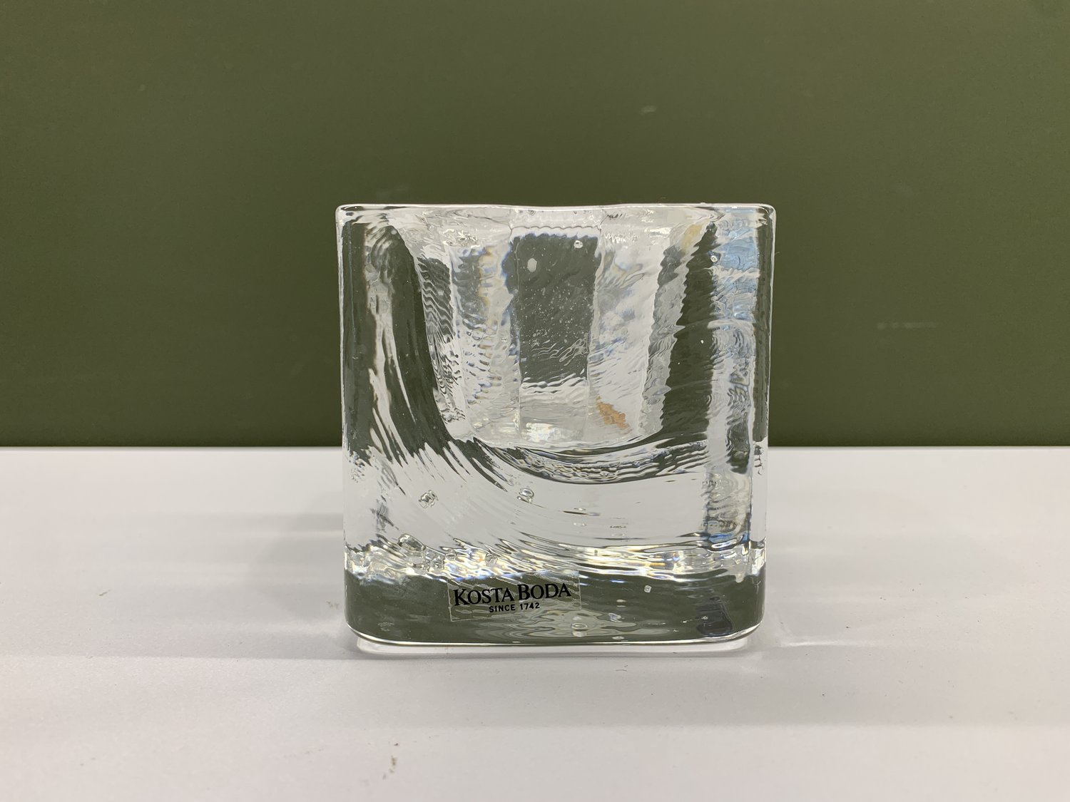 Kosta Boda Ljushållare Glas Fyrkantig Klarglas Modern Design