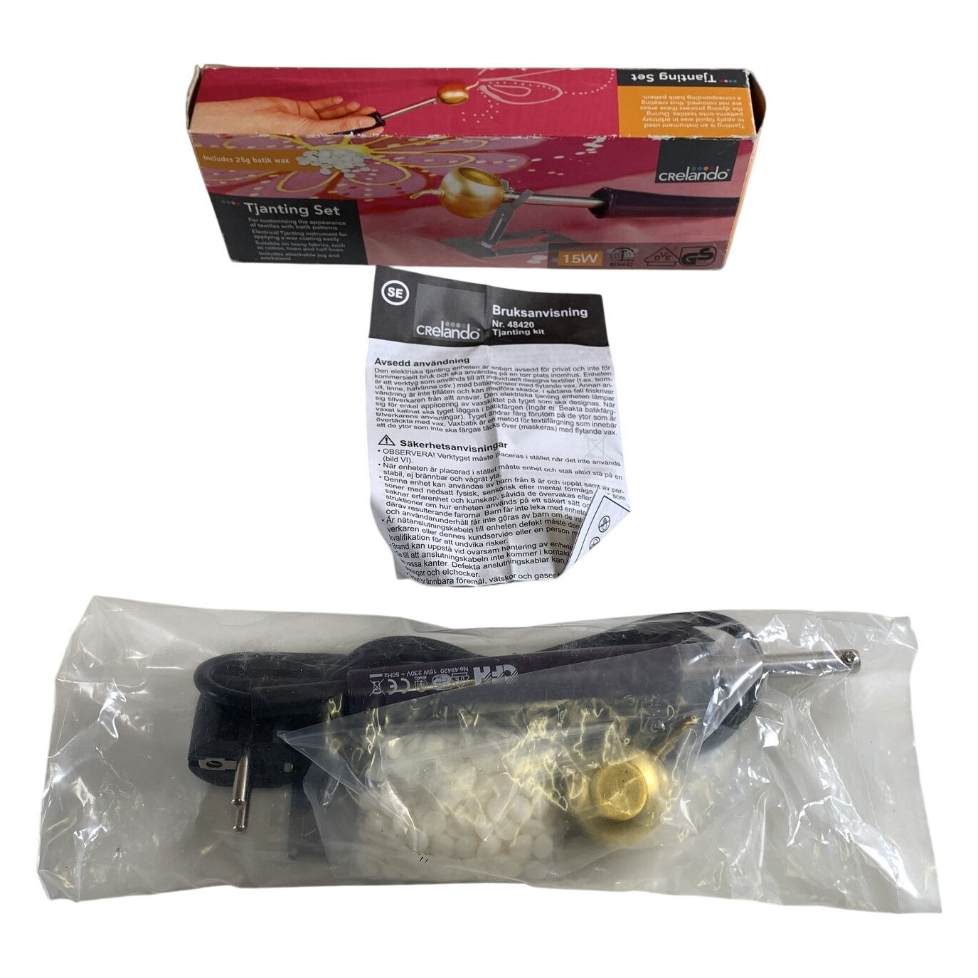 Crelando Tjanting Set 15W Elektriskt Batikverktyg Textil 25g Vax Kit
