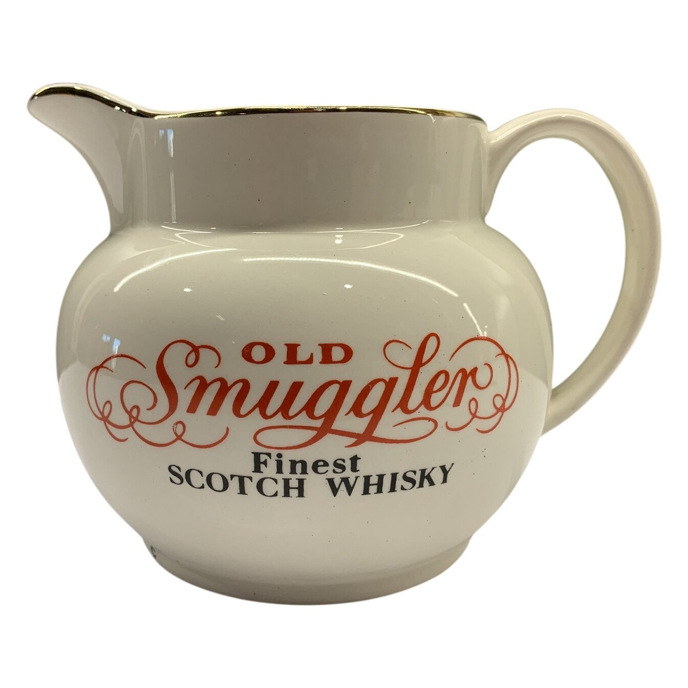 Empire Porcelain Old Smuggler Whisky Kannna Vit Guld Staffordshire England