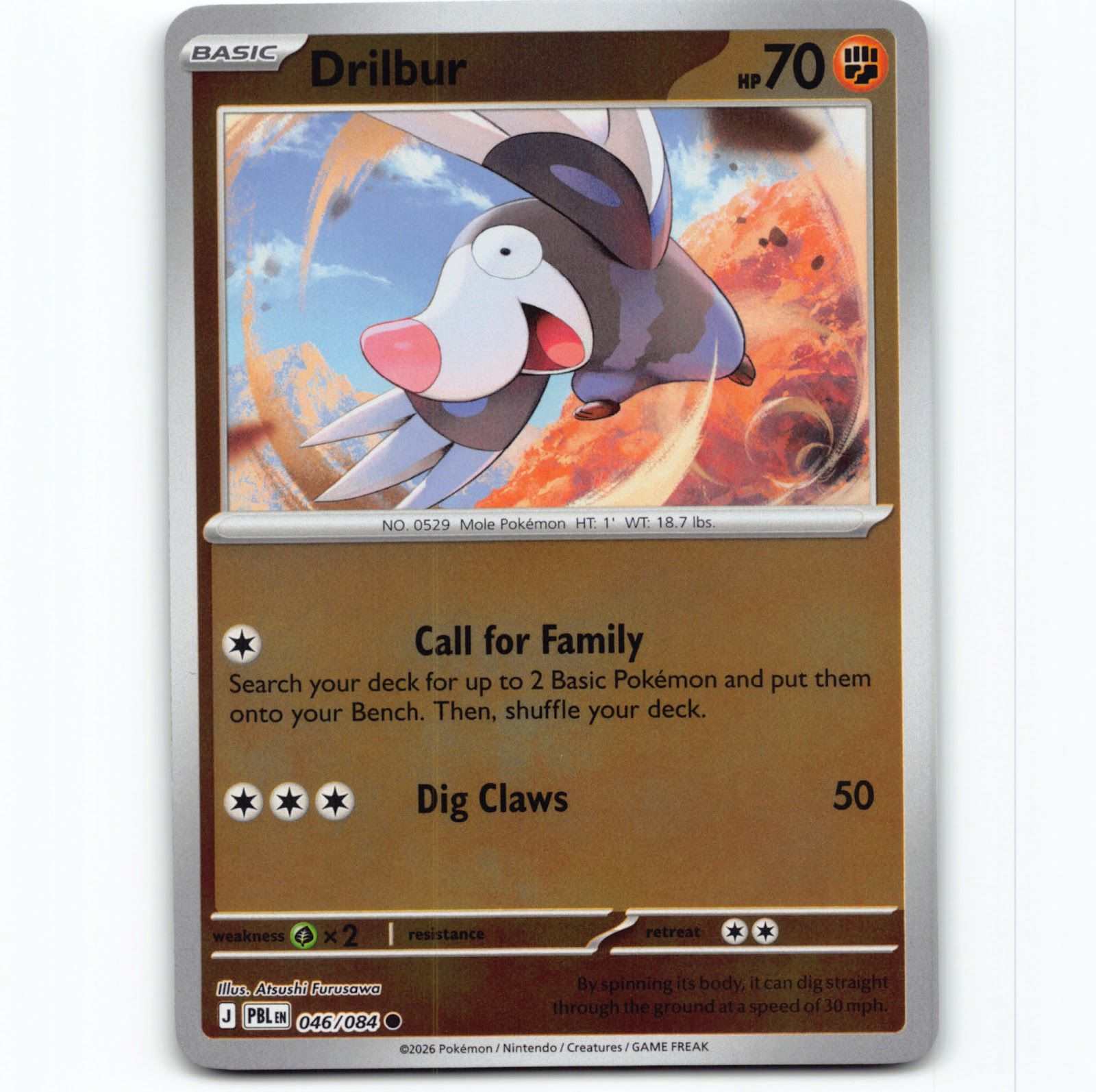 Pokémon Drilbur PBL EN 046/084 Reverse Holo Pokemon Kort Pitch Black Mega Evolution