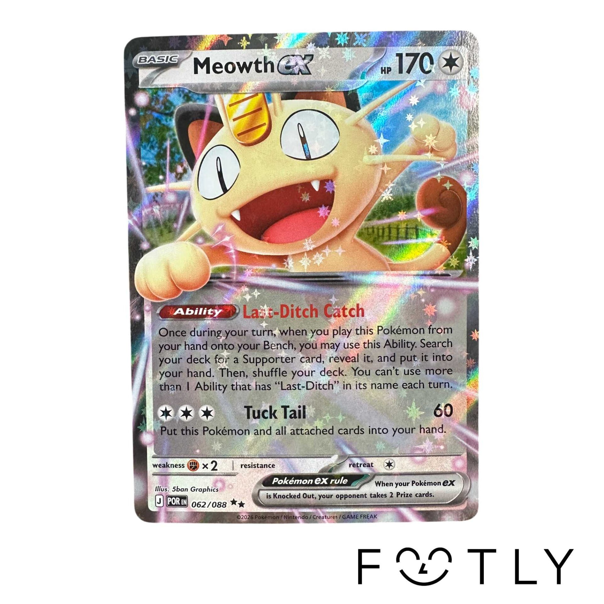 Pokémon Meowth ex POR EN 062/088 Double Rare Pokemon Kort Perfect Order Mega Evolution