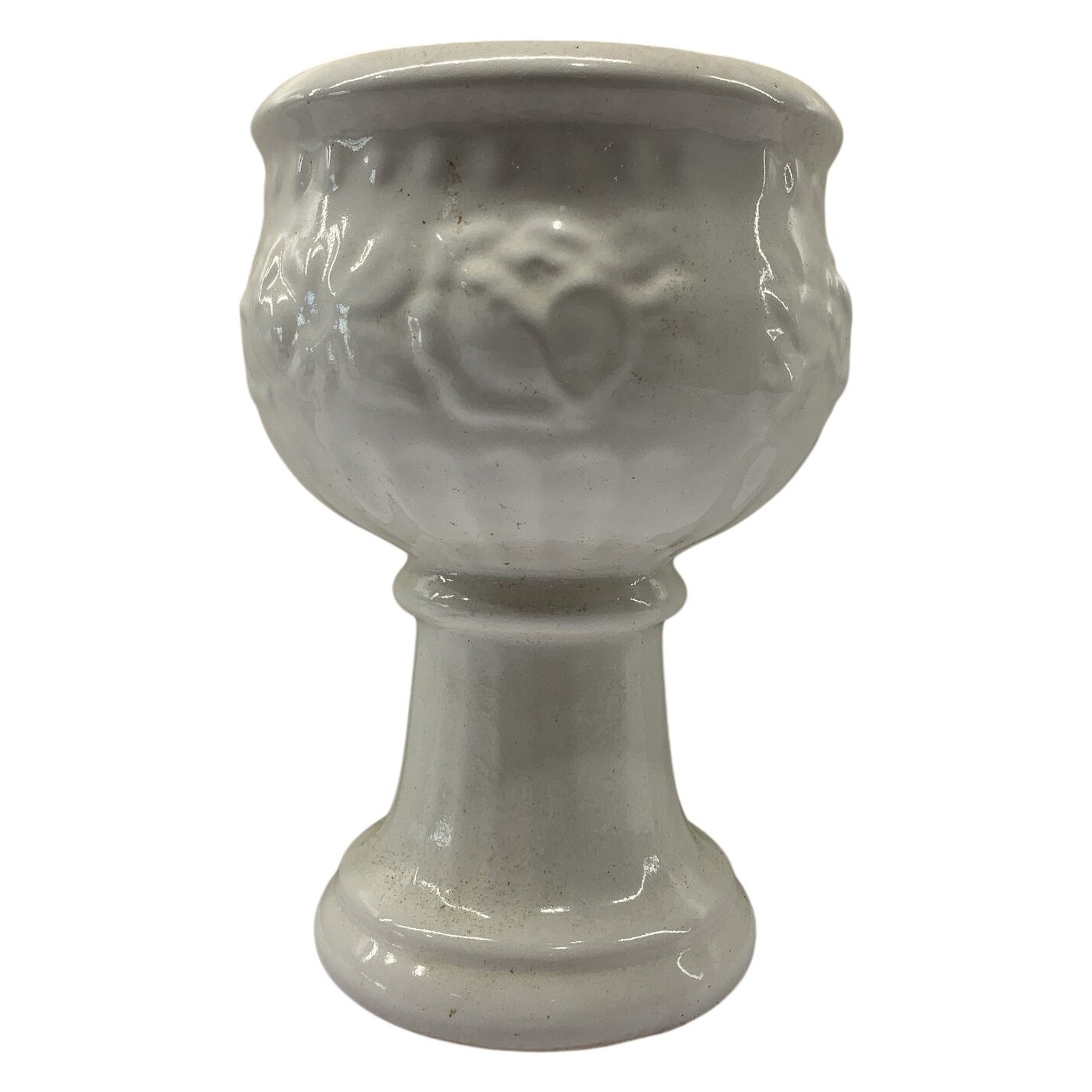 Vas Kruka Germany 706-20 Vit Keramik Relief Blommönster Retro