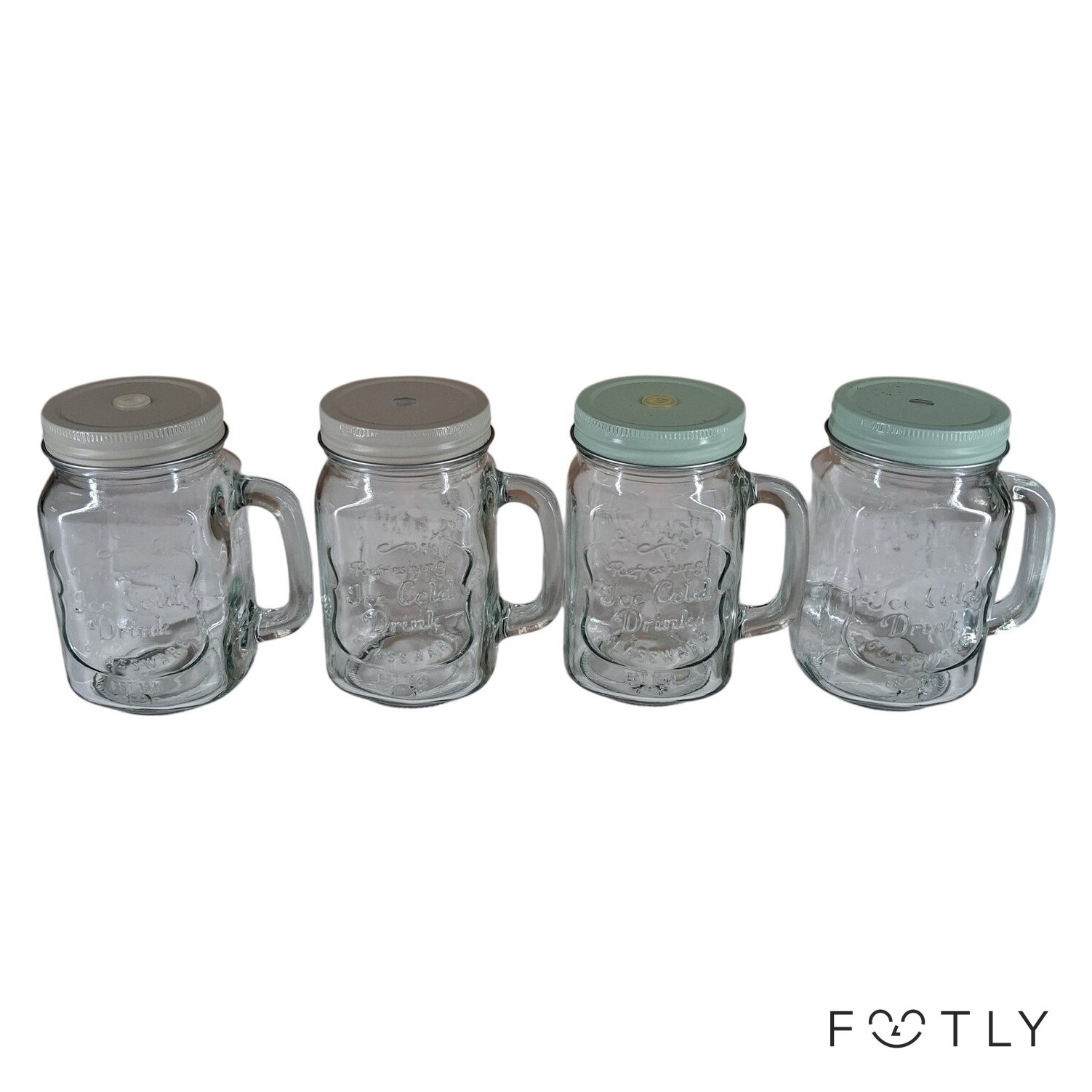 4 st Glasburkar Med Handtag Lock Muggar Dryckesglas Klarglas Mason Jar