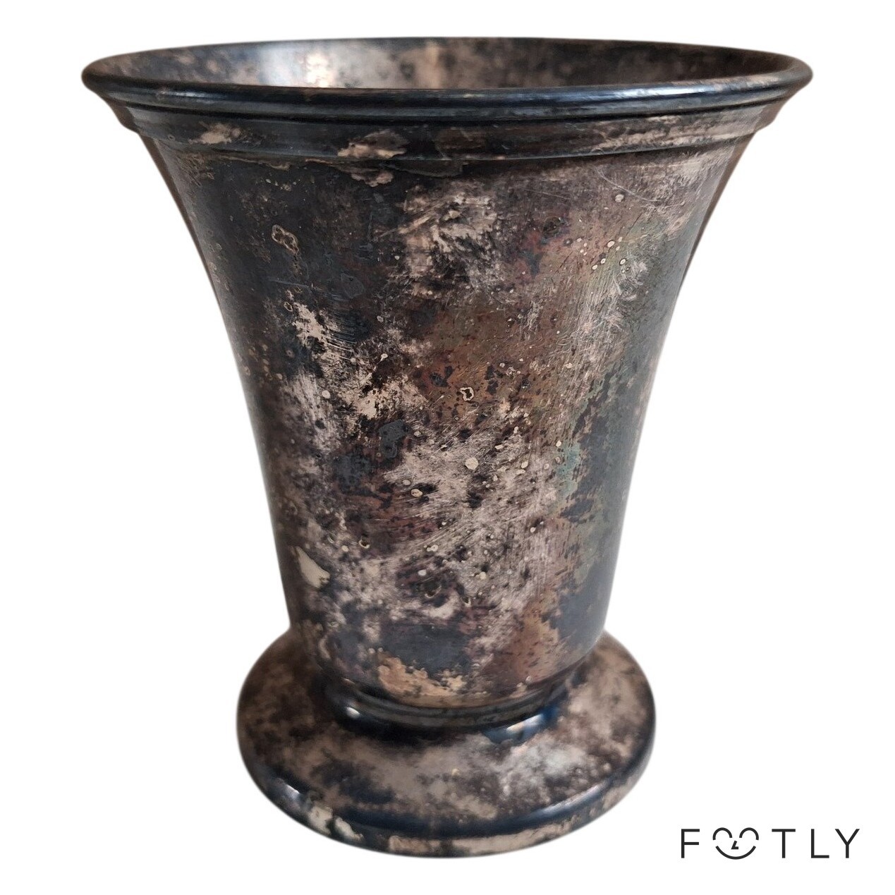 Nysilver Vintage Pokal Vas Bägare NS Metall Patinerad Dekor Blombägare Antik