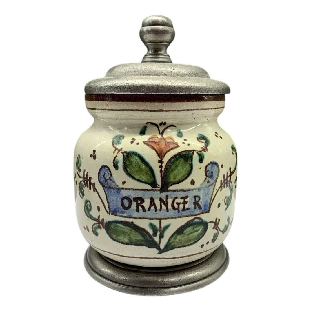 ETAIN Kryddburk Oranger Porslin Tenn lock & botten Handmålad Blommor Vintage